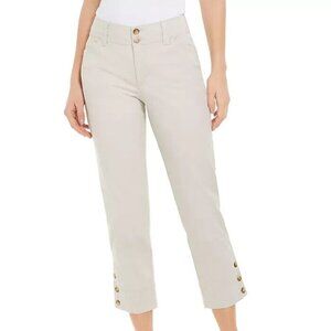 Charter Club Three-Button-Hem Capri Classic Fit Jeans Size 8 Ivory